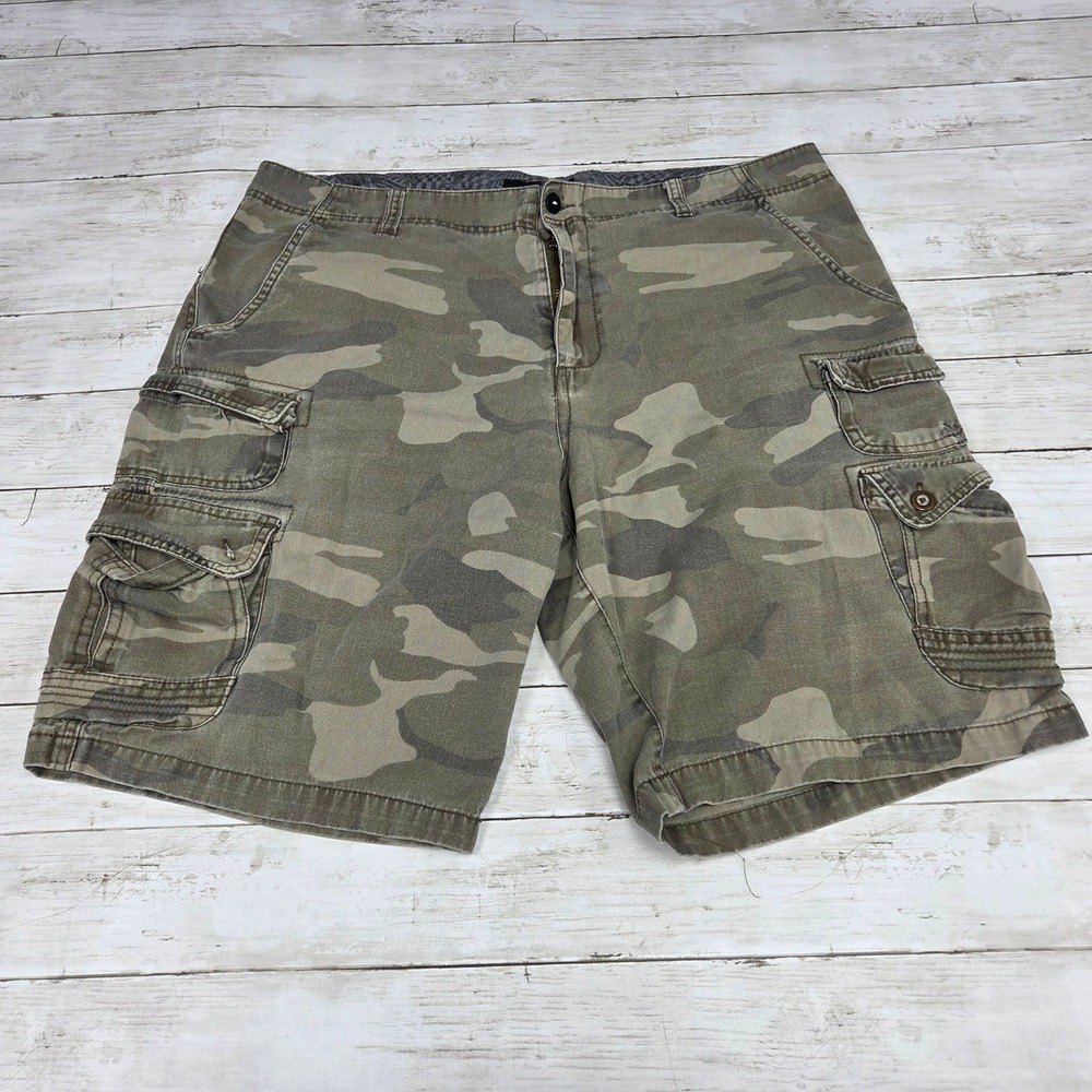 Op Ocean Pacific Camo Cargo Shorts Utility Men 40 Green Camouflage Cotton
